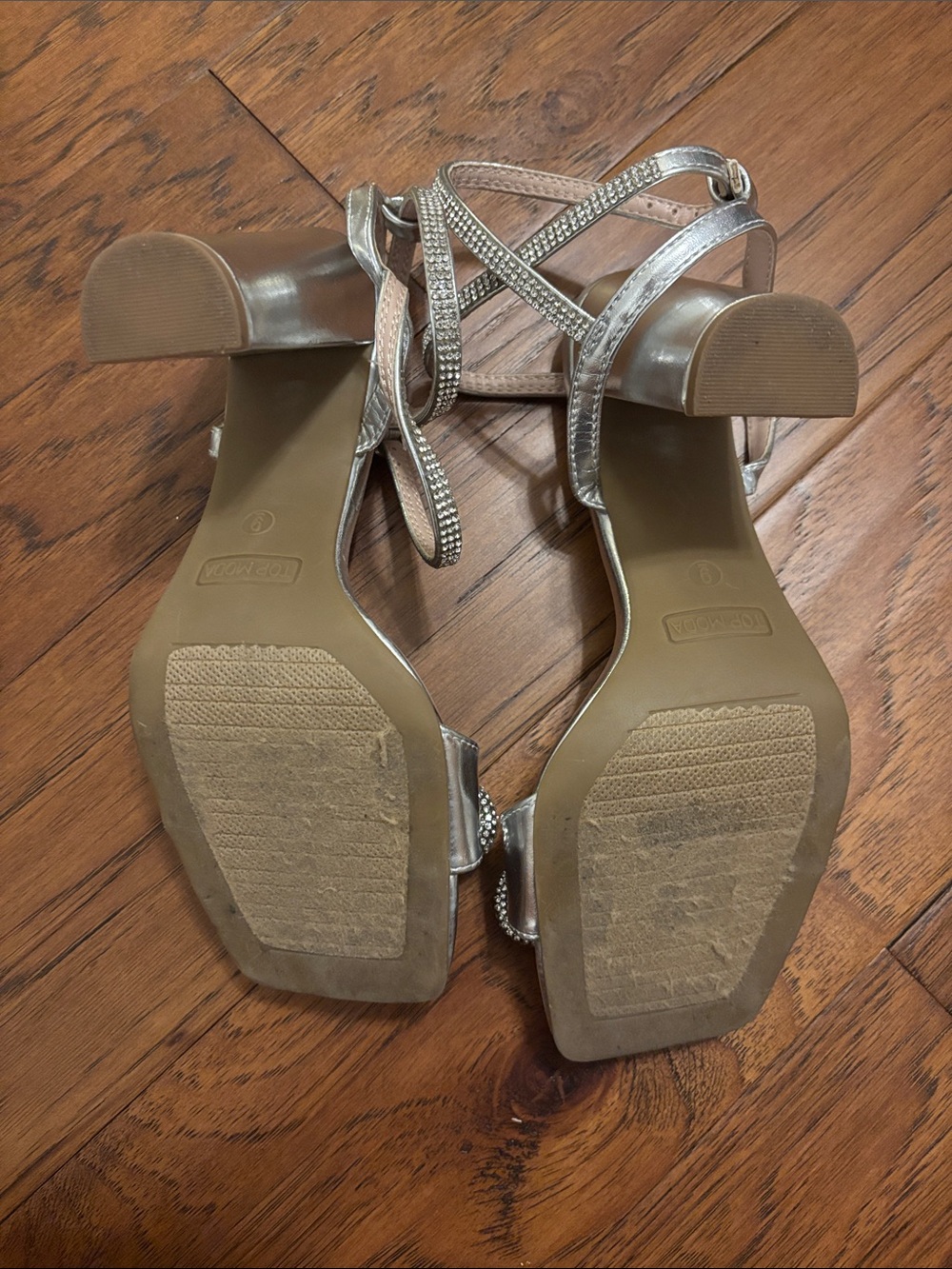 TOP Moda Silver Rhinestone Bow Ankle-Strap Heels - Picture 3 of 3